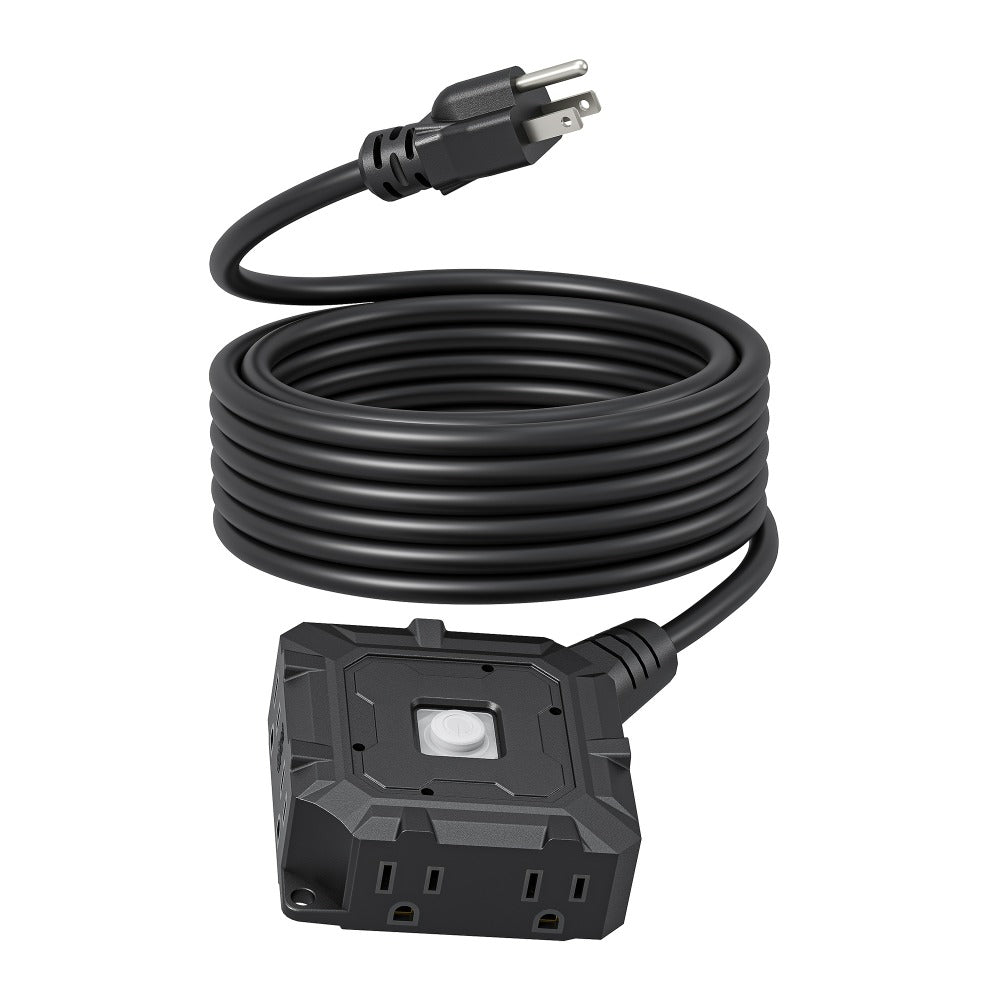 6-Outlet Extension Cord 25ft - Heavy Duty Power Strip with Long Cord for Home Office Garage Workshop - Yellow, Black & Transparent Options