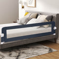 71" Toddler Foldable Bed Rail Guard – Adjustable Safety Strap Mesh Window PP Cotton Padding T-Leg Stability for Twin Full Queen & King Mattresses in Blue