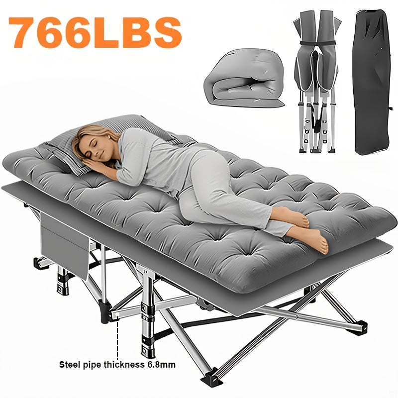 Heavy Duty Folding Guest Bed & Camping Cot – 566/766 lbs Capacity, 67"/79" Options, Optional Mattress, Portable Adult Outdoor Travel Bed for Camping, Patio & Guests
