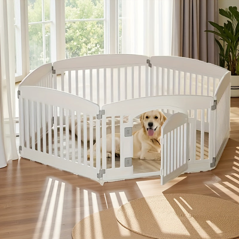 4 & 6 Panel Expandable Dog Playpen with Non-Slip Base, Portable Indoor/Outdoor Puppy Pen with Safety Locking Door for Medium Dogs – Black & White