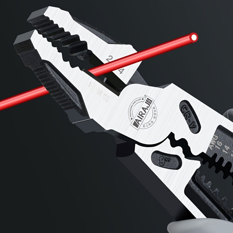 AIRAJ 9-Inch Industrial Grade Wire Pliers – Sharp Durable Stainless Steel Large-Opening Multi-Purpose Wire Stripping & Cutting Tool