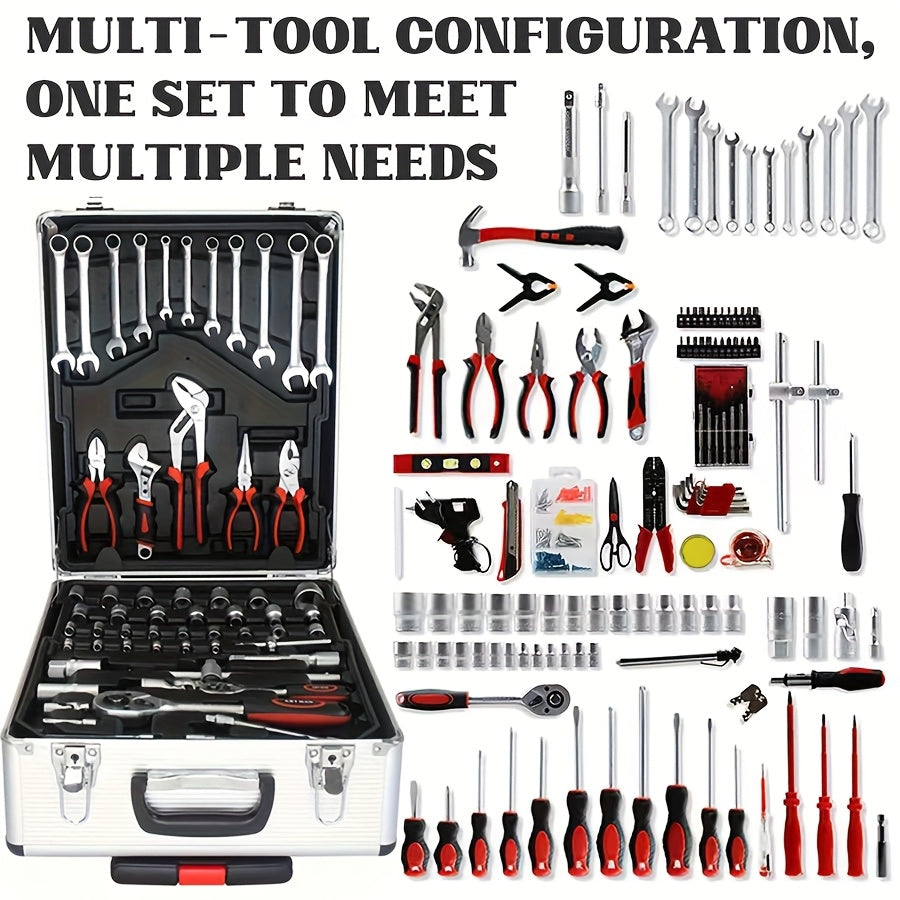 52-Piece Professional Tool Set with Portable Toolbox, Multi-Functional Home and Car Repair Kit for DIY Enthusiasts and Professionals, Gift for Men, Available in Red, Standard Black, and White