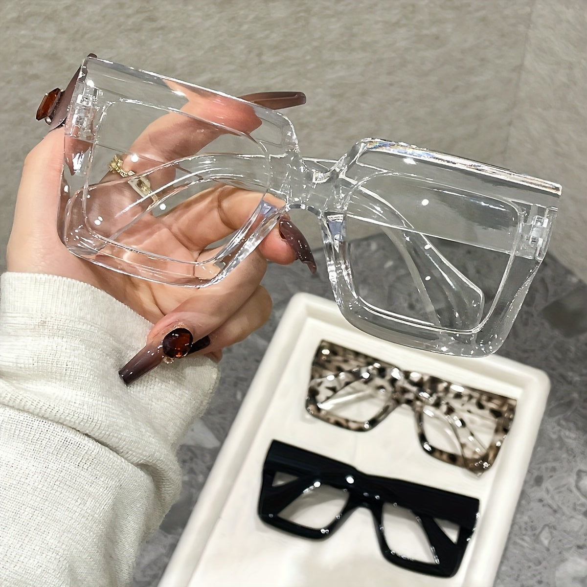 Vintage Square Full Rim Clear Lens Glasses Set (3pcs/4pcs) Polycarbonate Fashion Eyewear for Women and Men - Retro Office Everyday Blue Light Blocking Style Frames