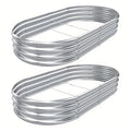 2-Pack Galvanized Raised Garden Bed Kit - Oval Large Metal Planter Boxes for Outdoor Vegetables, Herbs & Flowers