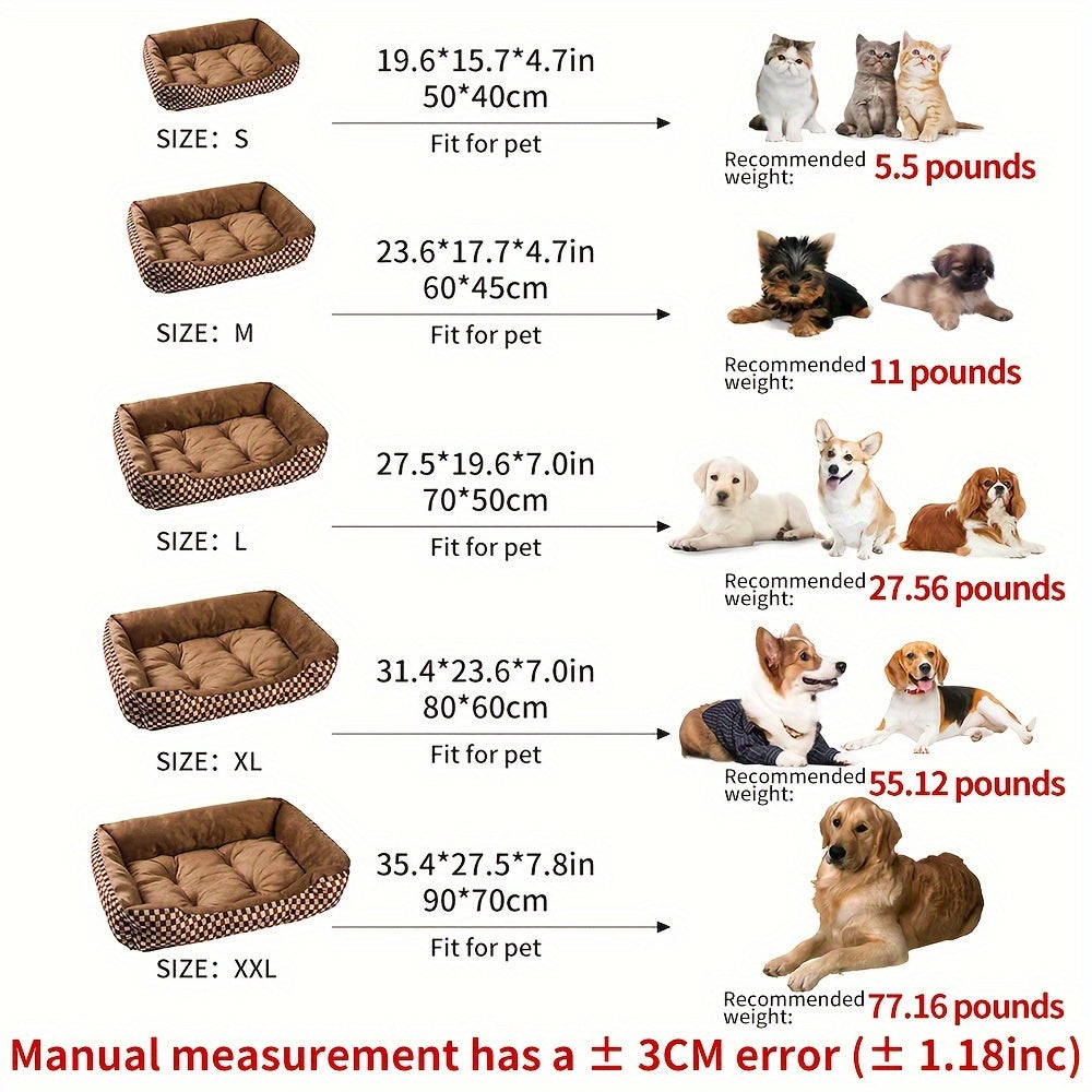 Cozy Plaid Dog Bed for Small, Medium, and Large Dogs - Ultra-Soft Polyester Plush Pet Mat, Ready to Use with No Assembly Required, Stylish All-Season Indoor Flat Dog Bed Lounger for All Breeds