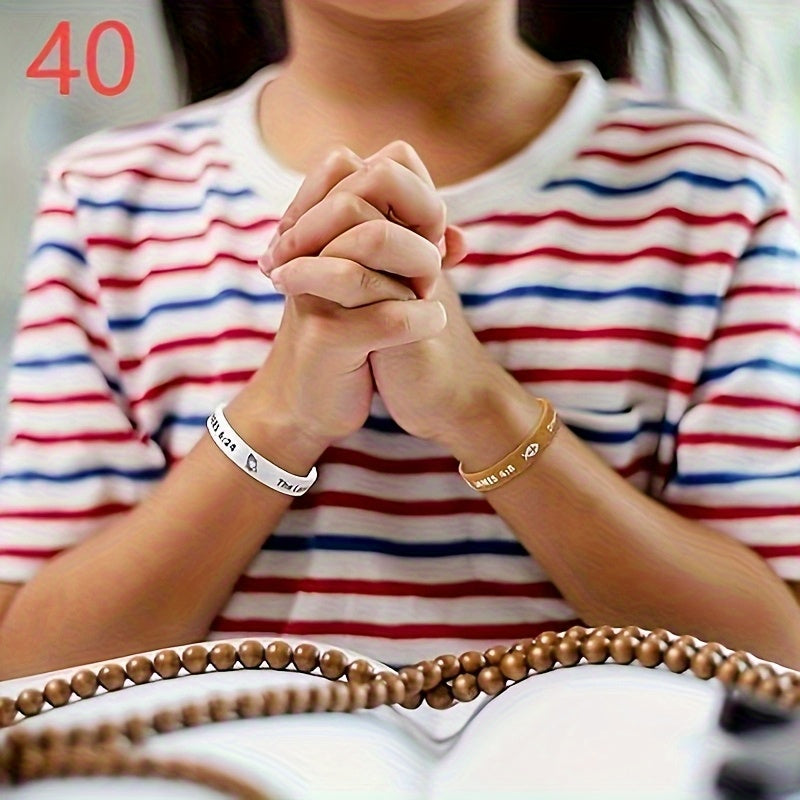 40-Pack Bible Verse Silicone Bracelets, Colorful Inspirational Christian Faith Wristbands, Unisex Lightweight Daily Wear Church Party Gift