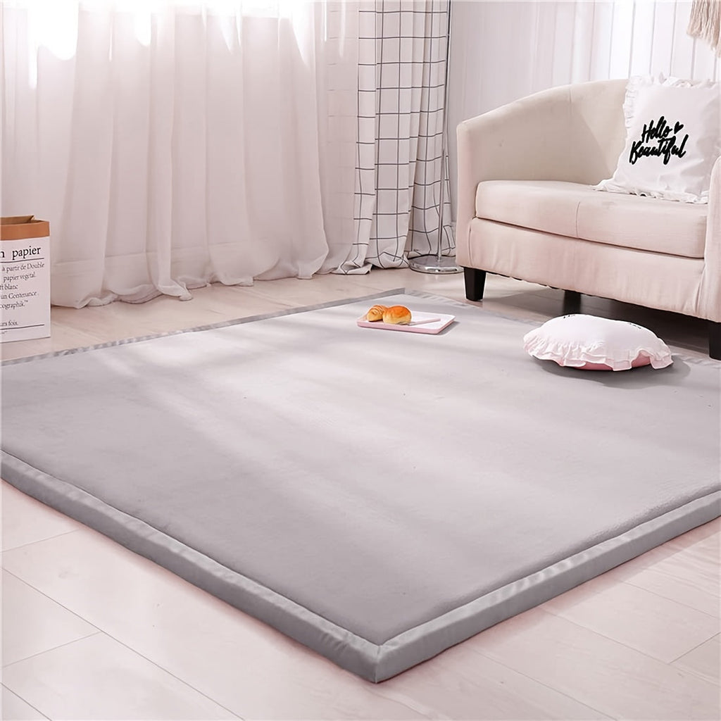 Japanese Tatami Foam Area Rug – 1.18" Thick Coral Velvet Padded Crawling Mat for Kids Playroom Nursery Living Room Yoga in 6 Colors & 5 Sizes