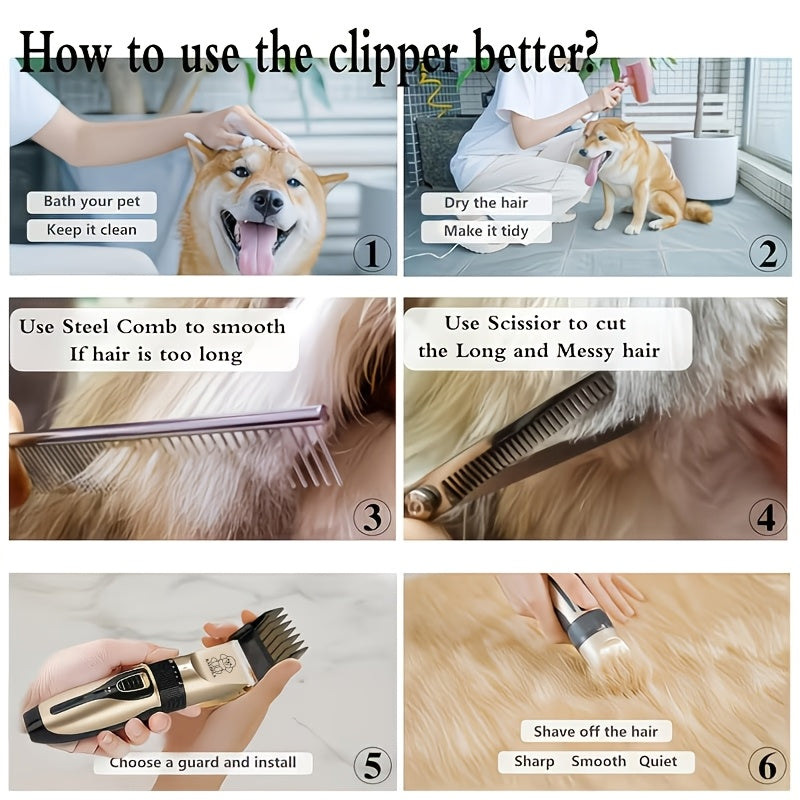 USB Rechargeable Wireless Pet Hair Trimmer for Dogs and Cats - Cordless Grooming Scissors with 3.6V Low Voltage Safe Lithium Battery, Professional Pet Clipper for Home and Salon Use