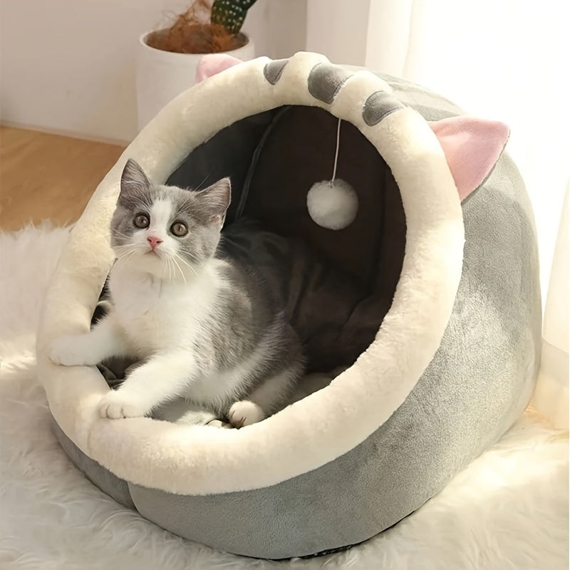 Soft Cat Bed with Breathable Mat - Cozy Kitten Sleeping Basket for Small, Medium, and Large Cats, All-Season Indoor Cat House