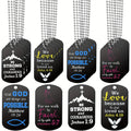 20 Pcs Christian Bible Verse Dog Tag Necklaces Bulk Stainless Steel Inspirational Faith Necklace with Chain for Men Women Boys Religious Gift