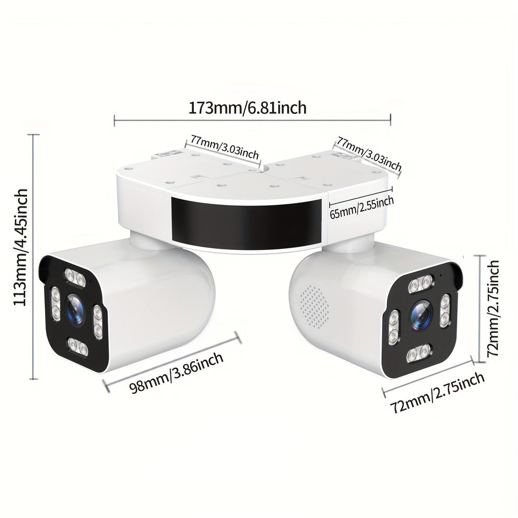 Dual Lens PTZ Security Camera Outdoor WiFi – 360° Pan Tilt Zoom 5MP, 10x Digital Zoom, Motion Detection, Two-Way Audio, Siren Alarm, Color Night Vision, App Control, Home Surveillance Camera