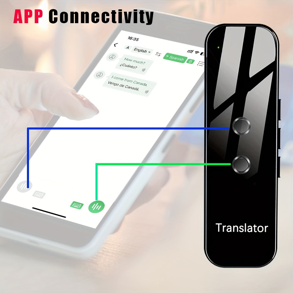 Portable Two-Way Instant Voice Translator Device with App Connectivity, Supporting 137 Languages, High Accuracy for Travel, Business, and Learning, Includes Headphones