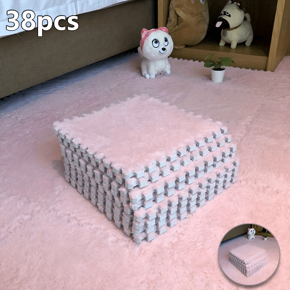 38 Pcs EVA Foam Patchwork Floor Mat Tiles Non-Slip Impact Resistant Interlocking Carpet for Living Room Bedroom Bay Window & Fitness – 8 Colors