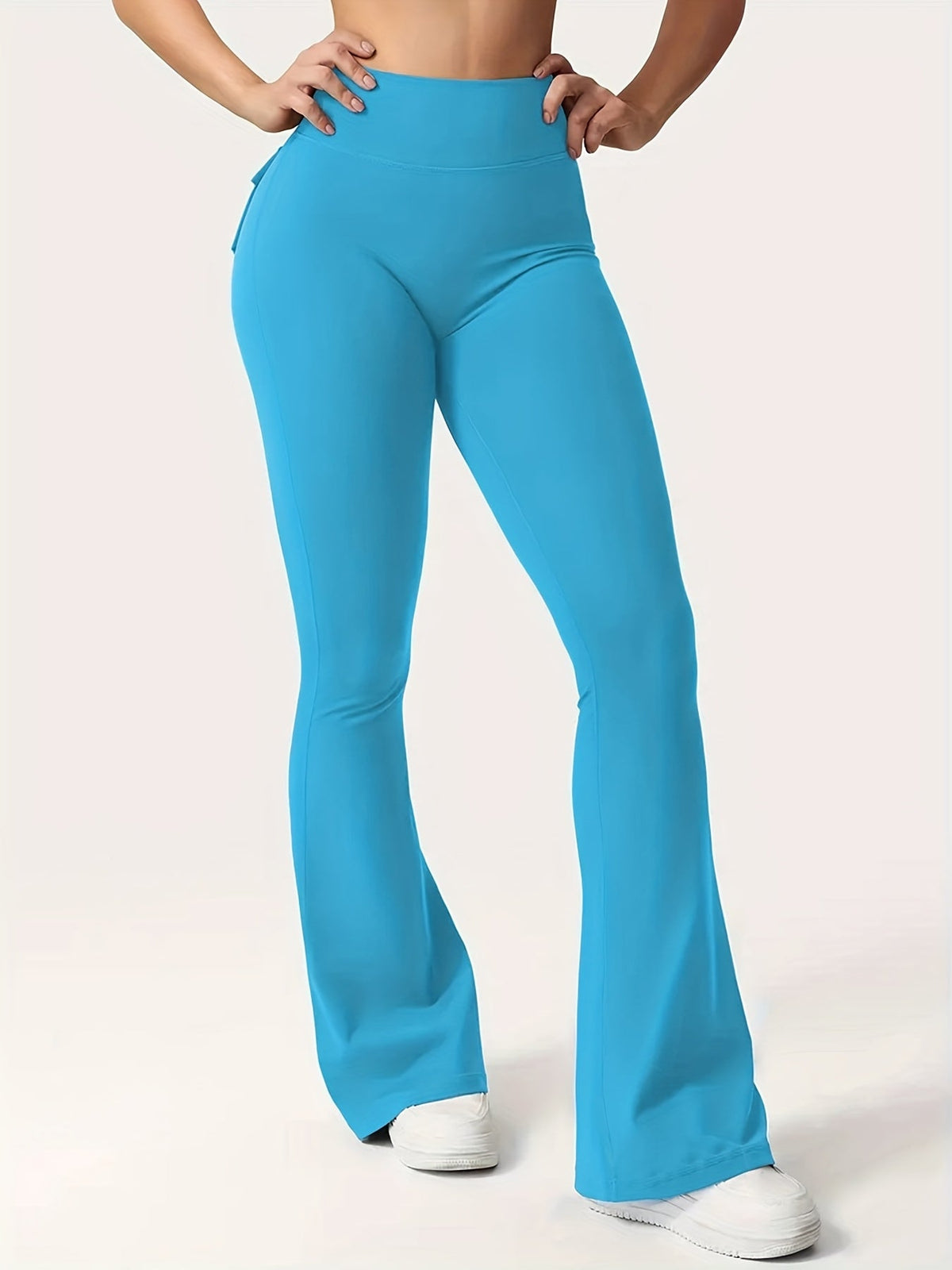Women's High Waist Flare Yoga Pants Scrunch Butt Lift Leggings with Pockets, Squat-Proof, 4-Way Stretch, Sweat-Wicking Sportswear for Gym, Running, and Workout – 7 Colors, S-XL