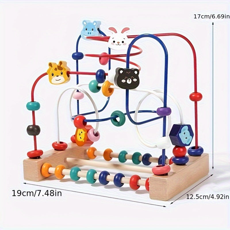 Animal Bead Maze Toy for Toddlers, 3-Line Preschool Education Puzzle Toy for Hand-Eye Coordination & Brain Development, Fun Learning Activity for Boys & Girls