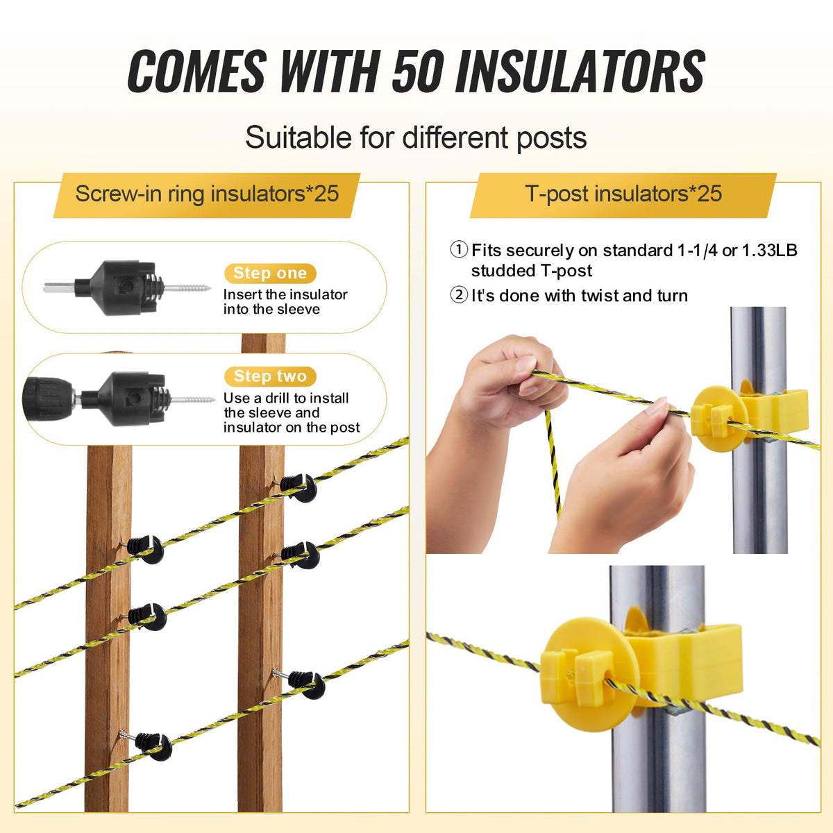 Electric Fence Polywire 2625ft (800M), 3/32" Diameter, HDPE + 6 Stainless Steel + 3 Copper Wires, 120 lbs Tensile Strength, ABS Reel Included, for Horse, Cattle, Livestock, Rotational Grazing, Wildlife Control