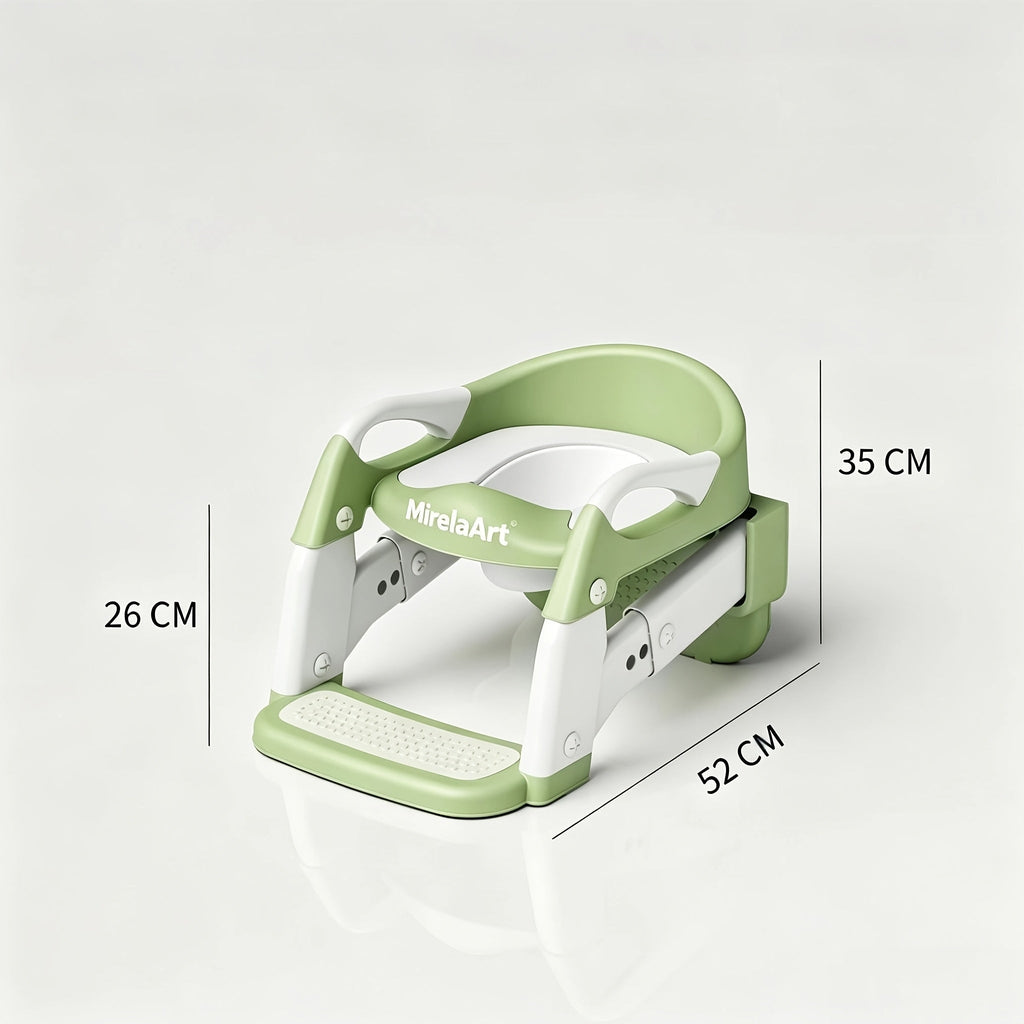 Potty Training Seat with Step Stool Ladder, Adjustable Anti-Slip Kids Potty Chair for Boys & Girls, Wide Steps, Splash Guard & Safety Handles, Green, Grey & Purple