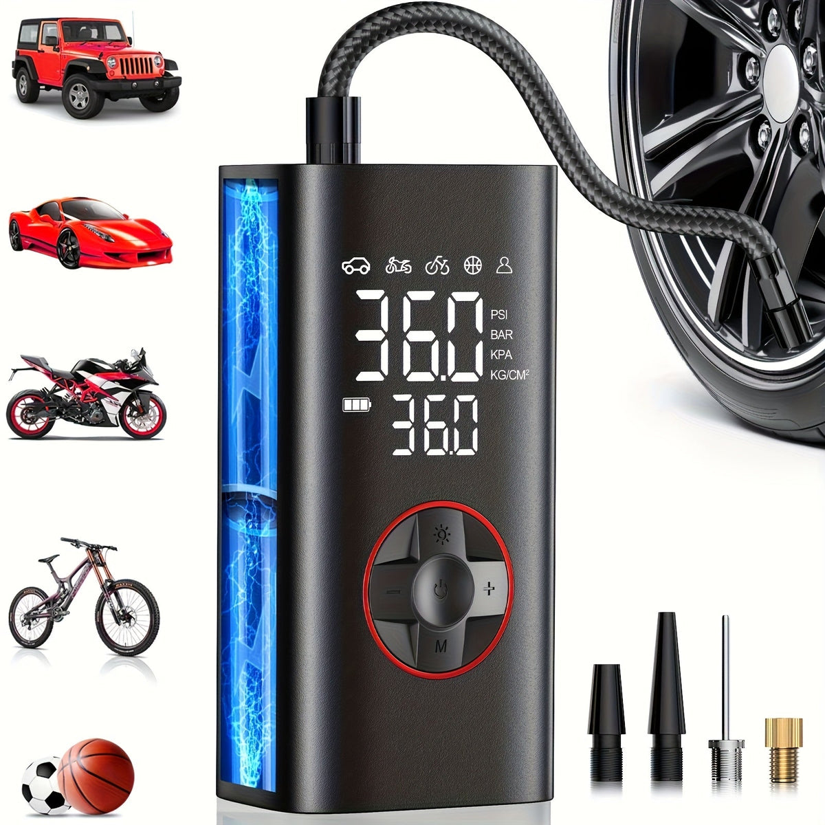 150PSI Cordless Digital Tire Inflator with Protective Case – Portable Air Compressor Pump for Cars, Motorcycles, Bikes, SUVs, and Trucks, Auto Emergency Kit, Gift for Men & Dad
