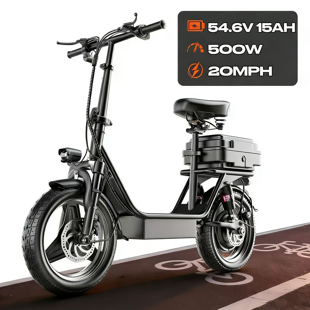 500W Electric Scooter with 14" All-Terrain Tires, 265 Lbs Capacity, 20 MPH – 25-30 Mile Range, Foldable Rear Suspension, 18650 Battery, US Plug, Urban & Commuter E-Scooter for Heavy Adults GT11