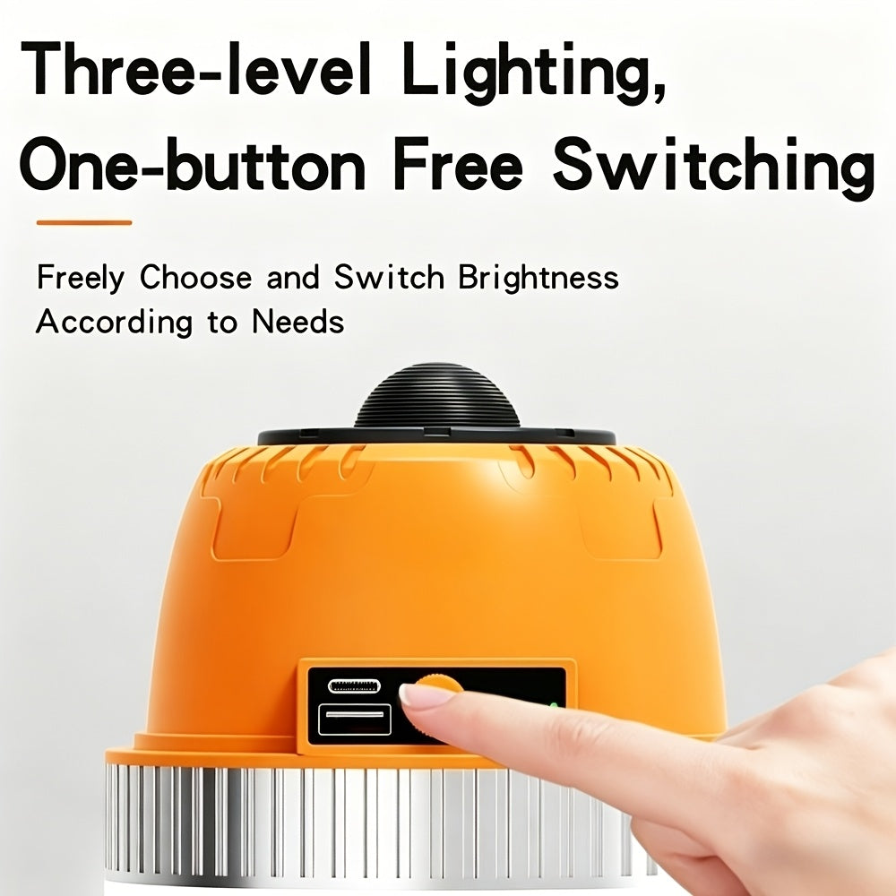 LED Camping Lantern USB Rechargeable with Built-In Power Bank, Ultra-Bright Portable Hanging Tent Light for Camping, BBQ, Patio, and Outdoor Emergency, Charges Mobile Phones, Freestanding & Hanging Design