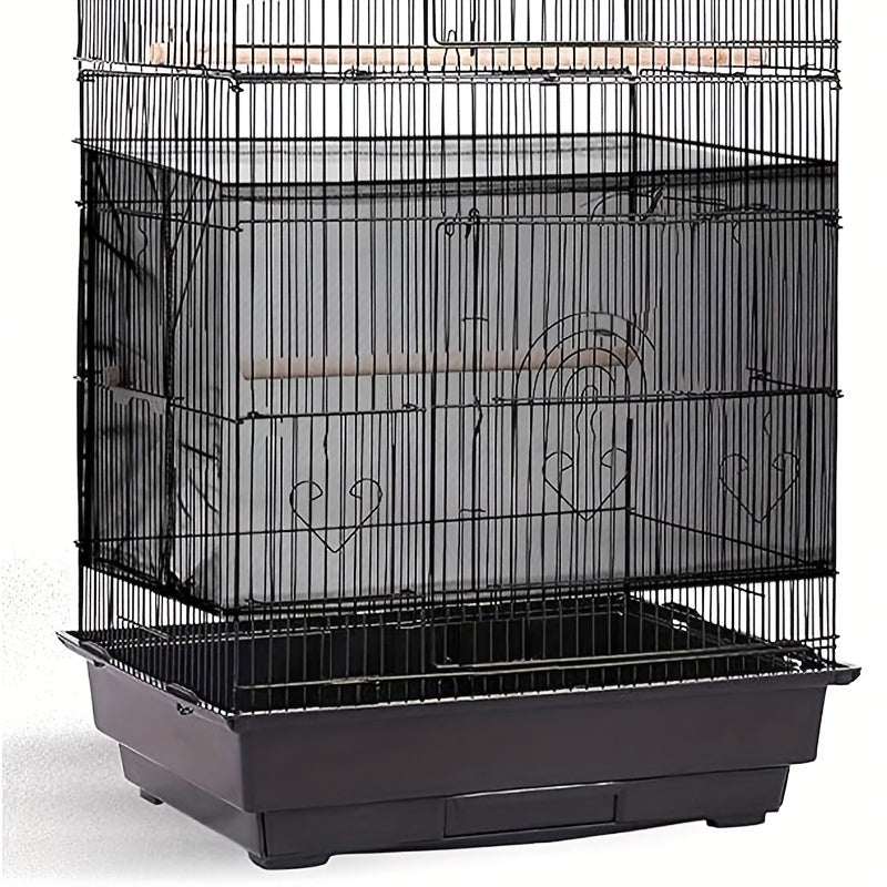 Bird Cage Cover, Polyester Mesh, Dust-Proof and Light-Penetrating, with Elastic Rope Fastener, for Parrots, Budgies, Cockatiels, Small to Large Cages, Black/White, 31.5in Height