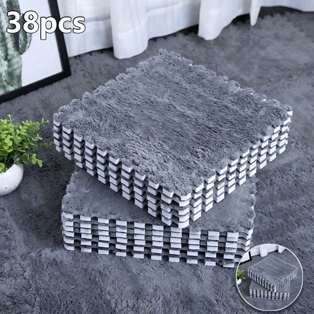38 Pcs EVA Foam Patchwork Floor Mat Tiles Non-Slip Impact Resistant Interlocking Carpet for Living Room Bedroom Bay Window & Fitness – 8 Colors