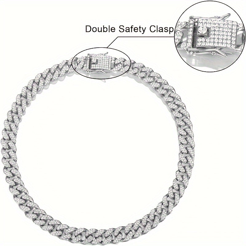4-Piece Men's Punk Jewelry Set: Quartz Watch, Cuban Chain Necklace, Bracelet, and Rhinestone Cross Necklace – Hip Hop Style Gift for Men