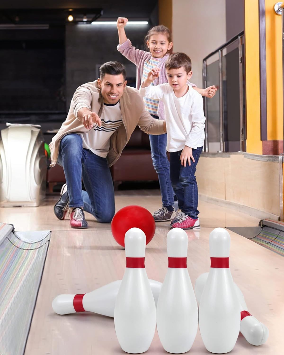 Light Up Kids Bowling Set: 10 Glow Bowling Pins & 2 Balls Indoor/Outdoor Bowling Game for Boys, Girls, and Toddlers – 7.87" Tall Pins, Fun Birthday/Holiday Gift Toy for Ages 3+
