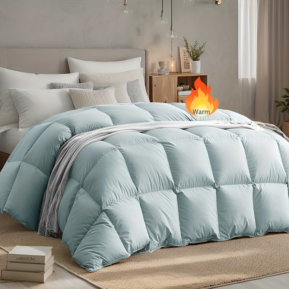 All-Season Down Feather Comforter – Lightweight Breathable & Warm with 8 Corner Tabs in White Light Blue Vibrant Blue Mineral Green | Twin Queen King Cal King Oversized King