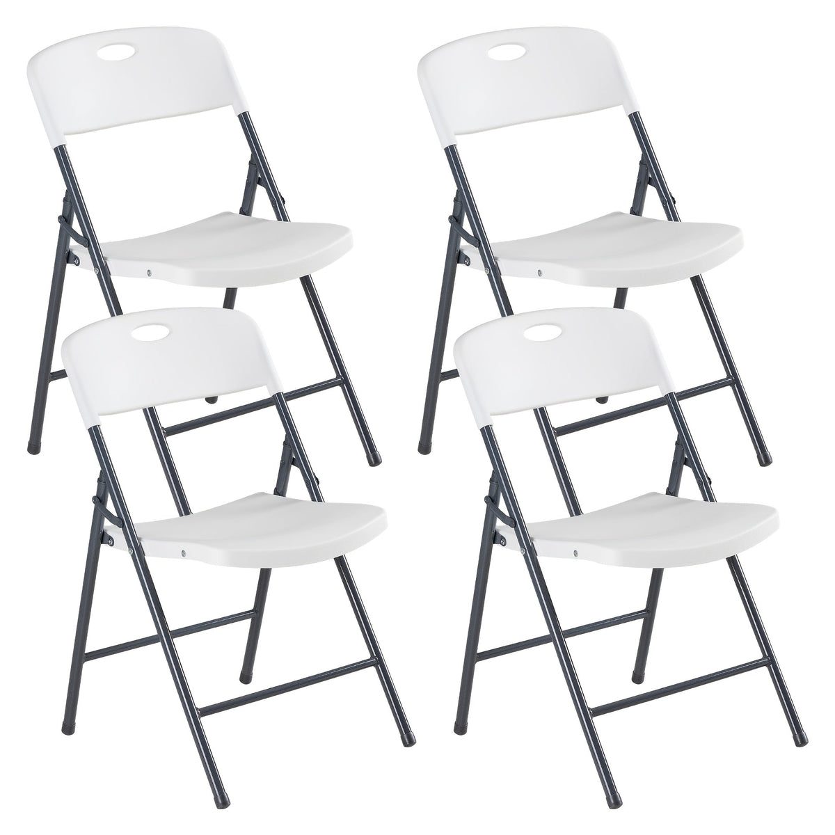Plastic Folding Chairs 375LB Heavy Duty Lightweight Foldable Set of 2 4 6 for Office Party Outdoor Events Camping Wedding Black White