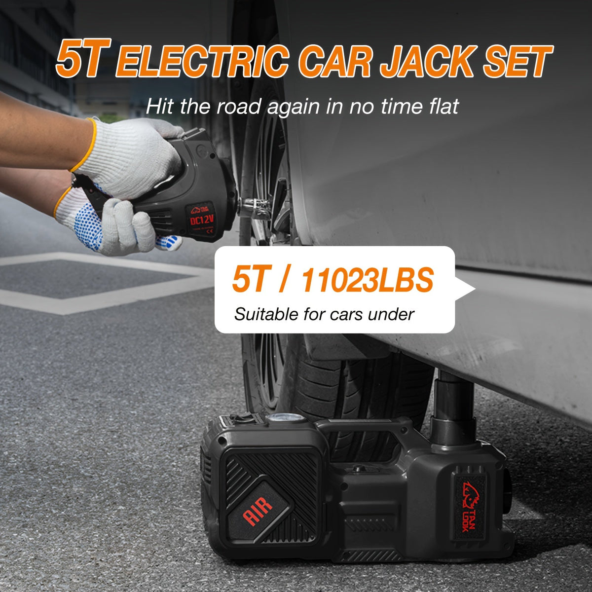 Electric Hydraulic Car Jack Lift with LED Light, Portable Heavy-Duty Power Jack for Tire Replacement & Garage Maintenance – Suitable for SUV, MPV, Car & Truck, Available with or without Electric Wrench