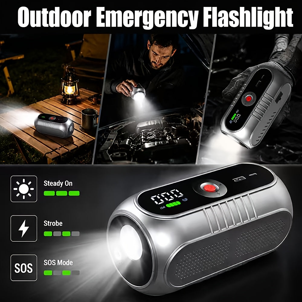 3000A 9-in-1 Car Jump Starter with Built-in Tire Inflator, USB Ports & LED Emergency Light – 12V Portable Wireless Battery Booster for Cars, Trucks & SUVs – Roadside Emergency Tool – Velora