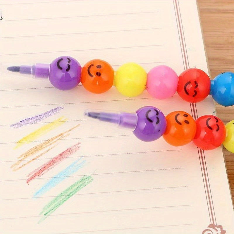 20pcs Cartoon Smiley Face Crayons for Kids - Cute Candy Gourd Shape Crayon Set for Students, Children's Painting Art Supplies, School Stationery Gift, Birthday Christmas Halloween Party Favor, Random Colors