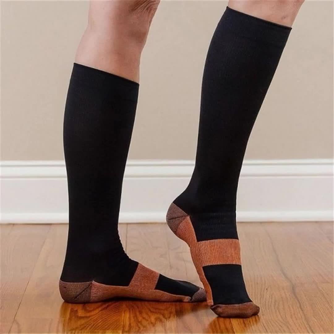 5 Pairs Copper Compression Socks for Women & Men – Black Athletic Support Socks for Running, Hiking, Cycling, and Travel, Sizes M-XL, Circulation & Pain Relief Compression Stockings