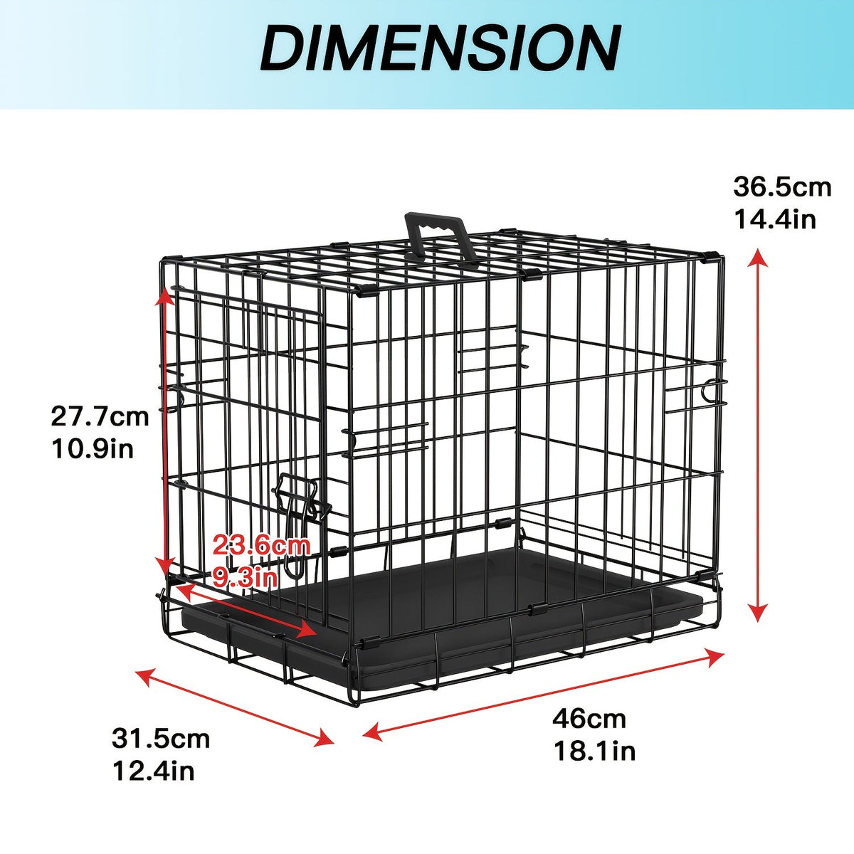 Foldable Metal Wire Dog Crate for Small Dogs & Rabbits – Adjustable Divider Panel, Leak-Proof Plastic Pan, Indoor Outdoor Pet Kennel for Chihuahuas, Toy Breeds, and Small Animals, Multiple Sizes
