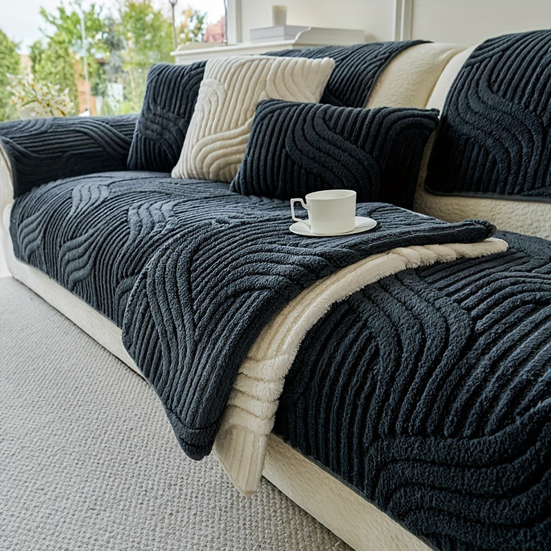 Plush Anti-Slip Sofa Cover - Luxurious, Pet-Friendly & Breathable Sofa Protector for Living Room, Bedroom & Office - 2, 3 & 4-Seater - Deep Gray, Coffee, Off White & Light Grey