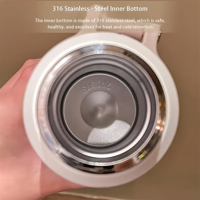 600ml (20oz) Stainless Steel Tumbler, Double-Wall Vacuum Insulated, Leak-Proof Lid with Handle, Cleaning Brush Included, for Hot/Cold Drinks, Travel, Office, Gym, Outdoor Water Bottle