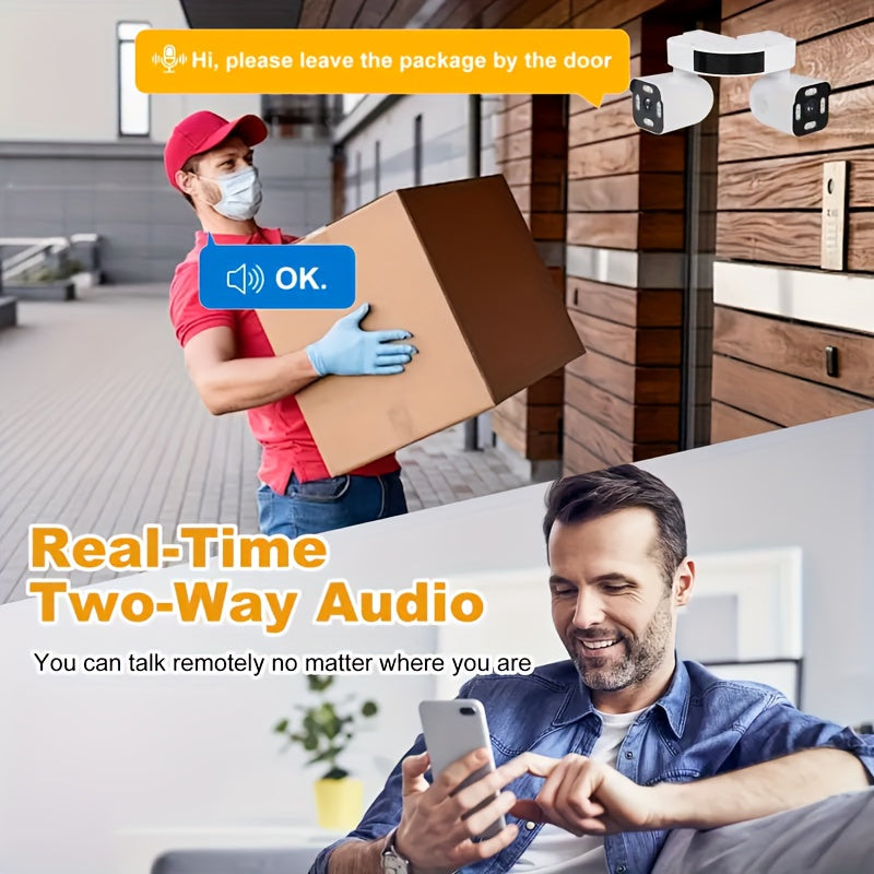 Dual Lens PTZ Security Camera Outdoor WiFi – 360° Pan Tilt Zoom 5MP, 10x Digital Zoom, Motion Detection, Two-Way Audio, Siren Alarm, Color Night Vision, App Control, Home Surveillance Camera