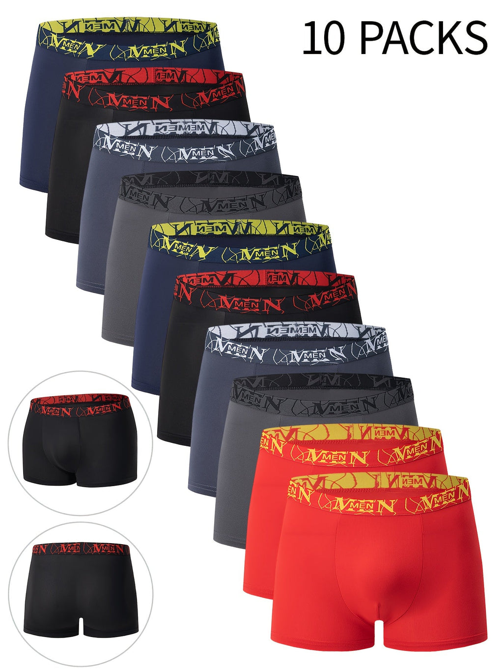 10-Pack Men's Boxer Briefs - Breathable, Comfortable & Stretchy Underwear for Casual & Sport Wear - XS–XXXL - Multiple Style Packs