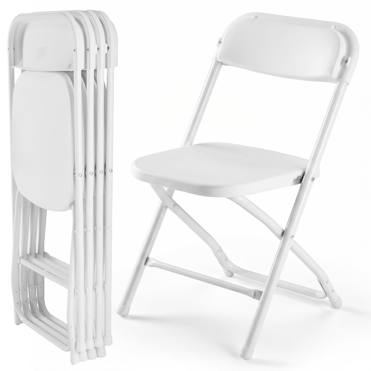 Plastic Folding Chair 330LB Heavy Duty – Lightweight Foldable Chairs for Office Indoor Outdoor Events in Black & White (Set of 4 / 6 / 10)