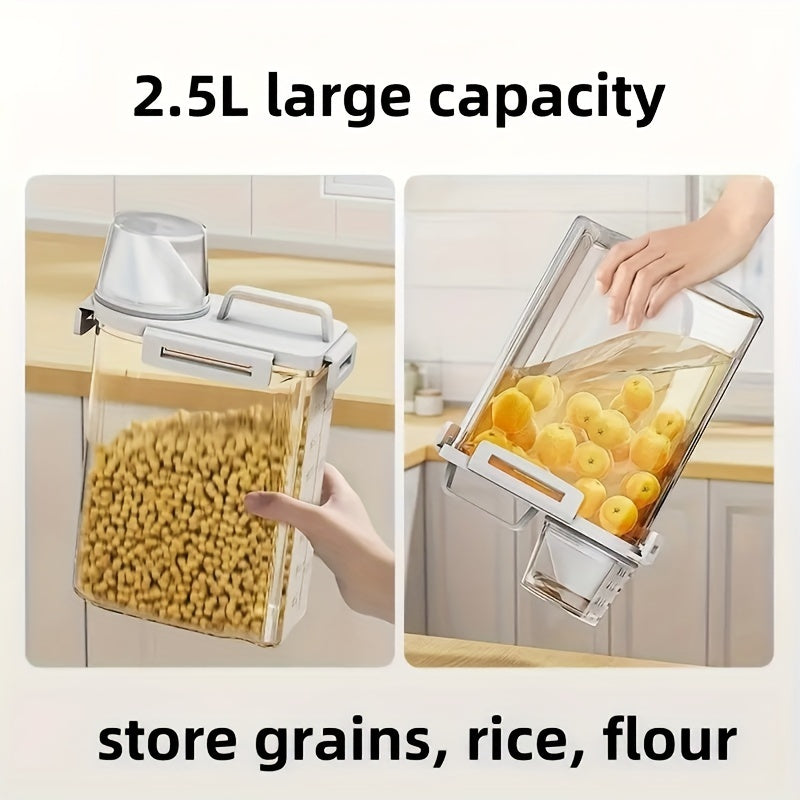 Airtight Food Storage Container with Lid - Portable Leak-Proof Kitchen & Pantry Organizer for Grains, Nuts, Flour & Rice - White