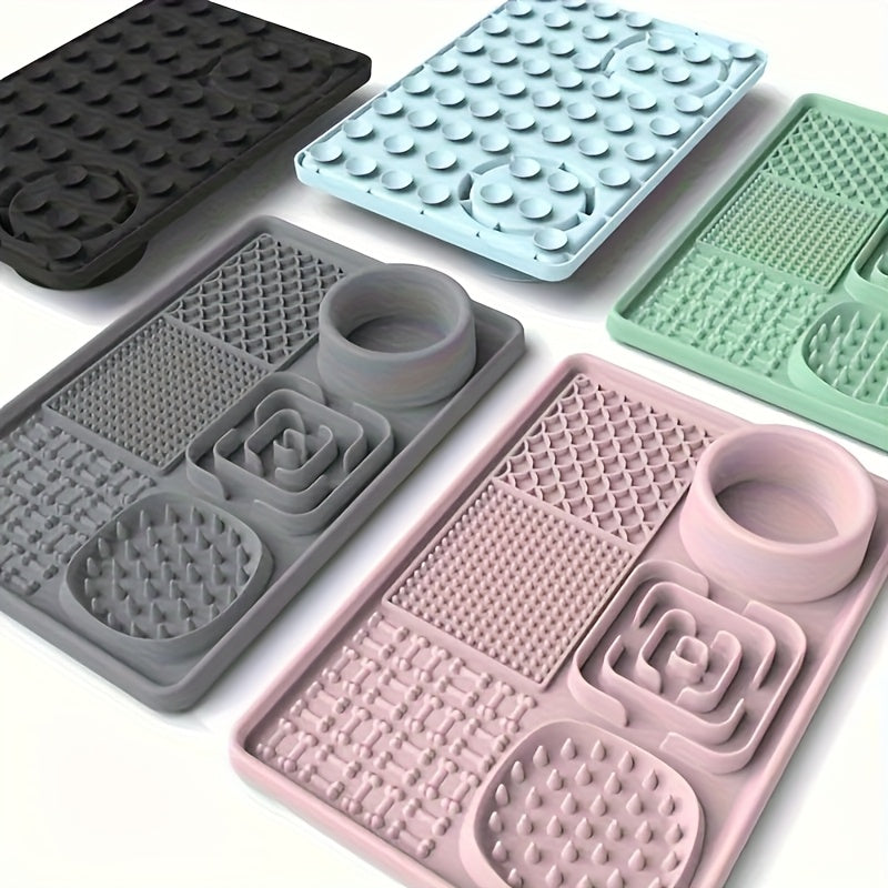 6-in-1 Pet Slow Feeder Lick Mat with Powerful Suction Cup, Multifunctional Anxiety Relief Lick Pad for Dogs and Cats, Promotes Healthy Eating, Grooming & Bath Aid