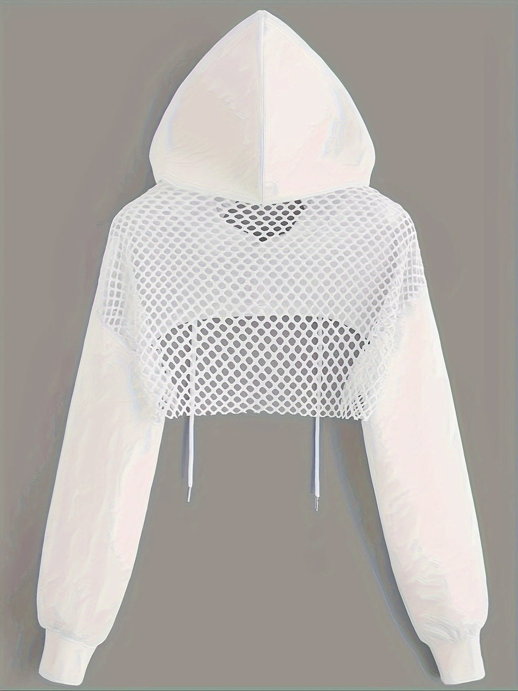 Y2K Women's Long Sleeve Crop Hooded Sweatshirt, Casual Streetwear Pullover with Drawstring Hood, Black, XS S M L XL XXL