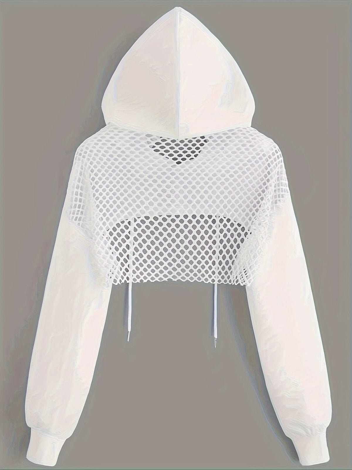 Y2K Women's Long Sleeve Crop Hooded Sweatshirt, Casual Streetwear Pullover with Drawstring Hood, Black, XS S M L XL XXL
