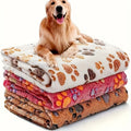 Fleece Pet Blanket 3-Pack for Dogs, Cats & Puppies – Super Soft, Fluffy, and Tear-Resistant Flannel Throw, Paw Print (Brown, Pink, White), Machine Washable, Includes Free Pet Drying Towel