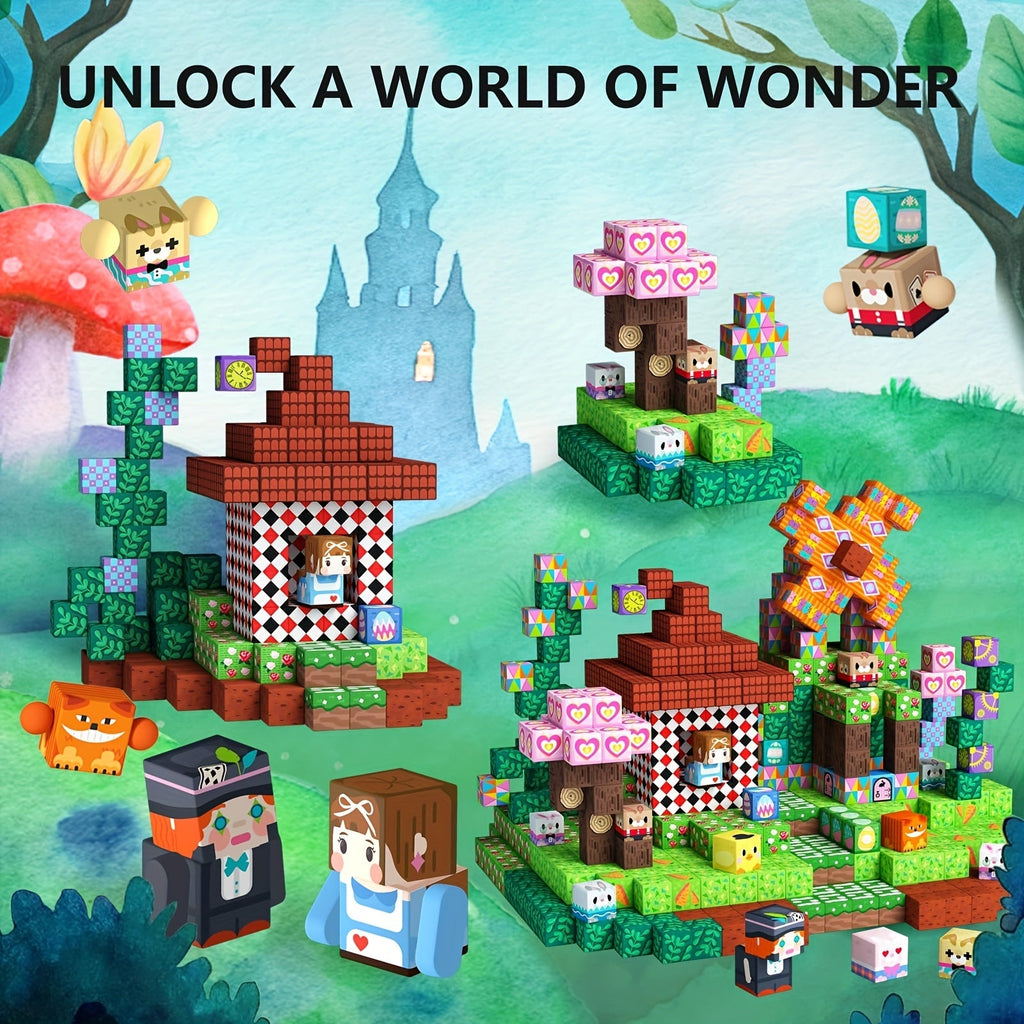100pcs Magnetic Building Blocks Set, Creative Cube Tiles STEM Construction Toy for Kids Boys Girls, Colorful Magnet Building Kit Birthday Christmas Halloween Winter Gift Ages 6+