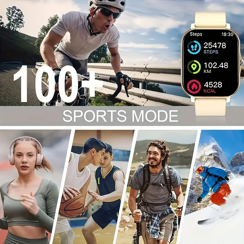 2026 Unisex Smartwatch with Wireless Calling, Dialing, Multiple Sports Modes, Heart Rate Monitoring, Message Notifications, Multi-App Alerts, Fitness Tracker for Men and Women, Compatible with iPhone and Android