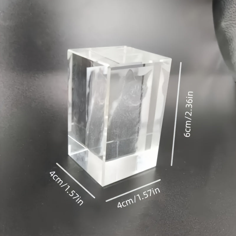 Personalized 3D Laser-Engraved Pet Photo Crystal Ornament - Custom Cat & Dog Keepsake, Commemorative Crystal Gift for Holidays, Anniversaries & Christmas, 3 Shapes (Octagon/Cube/Rhombus)