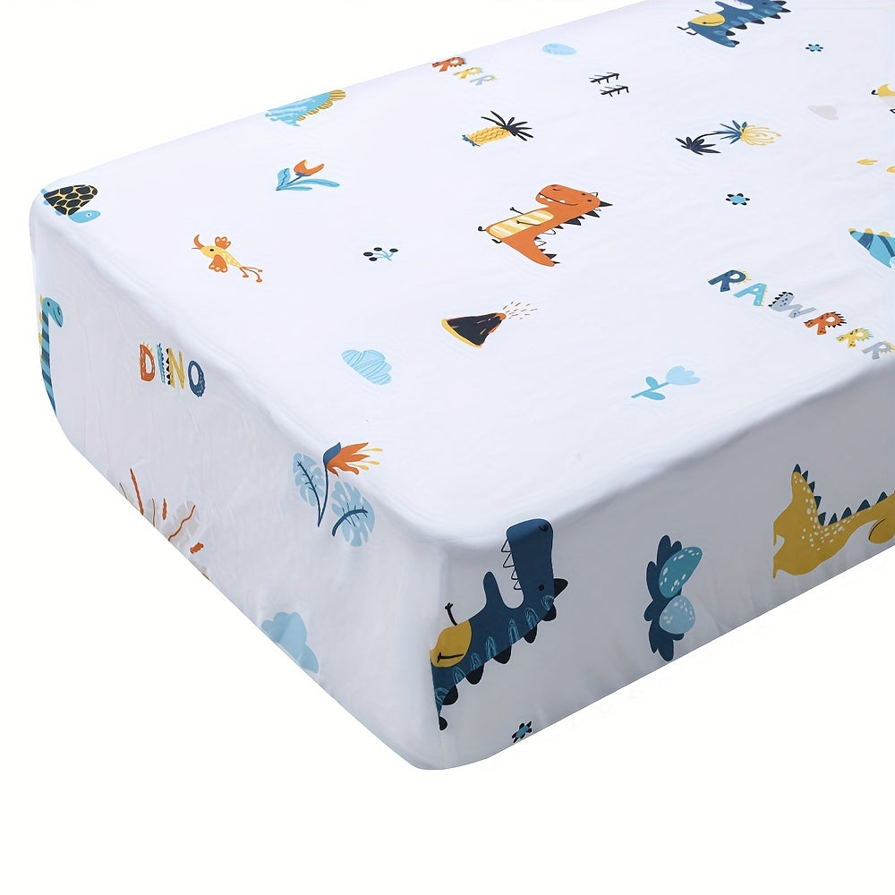 BEEWEED Soft Polyester Crib Fitted Sheet, Cute Crocodile Animal Print Baby Mattress Cover for Boys & Girls, Hand Washable Nursery Bedding for Infants, Crocodile