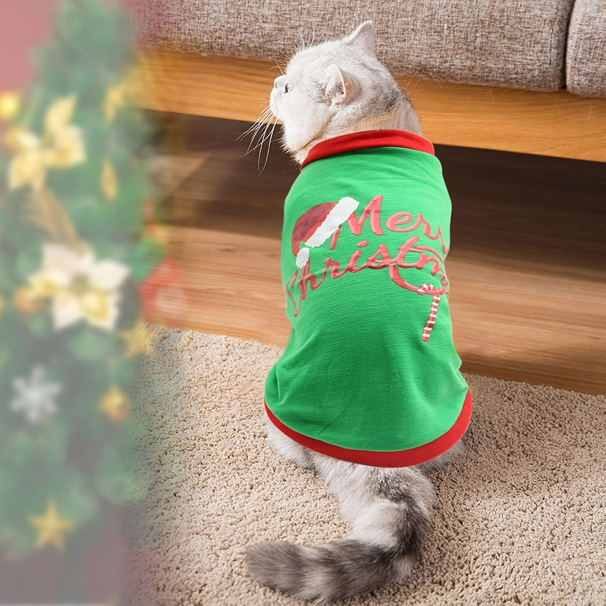 3-Piece Dog Christmas Costume Set – Santa Claus Vest & Holiday T-Shirt Pet Clothes for Dogs and Cats, Sizes XS to L, Festive Party Outfit for Christmas Celebrations, Cute Holiday Gift for Pets